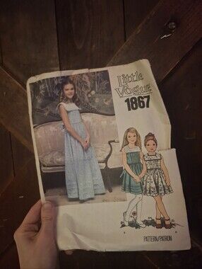 1867 Girls' Blue Dress Sewing Pattern